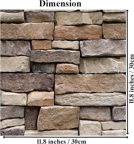 10PCS 3D Wall Panels Peel and Stick, 3D Brick Wallpaper Peel and Stick PVC Stone Wall Panels Self-Adhesive Waterproof Wallpaper for Living Room,Interior Lobby Bedroom Hotel Office Decor
