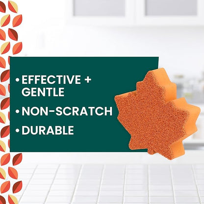 Scotch-Brite Leafy Clean Scrub Sponge, Two-Sided Kitchen Sponges for Cleaning Effectively, Leaf Shaped Dish Sponges with 100% Recycled Scrubbing Fibers, 1 Scrubbing Sponge