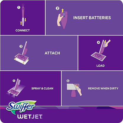 Swiffer Wet Jet Mop Cleaning Pads Refill, Floor Cleaner for Mopping Wood, Laminate, Tile in Home, Bathroom, Kitchen, All Purpose Multi-Surface Spray Mop Pad for Floor Cleaning, 24ct