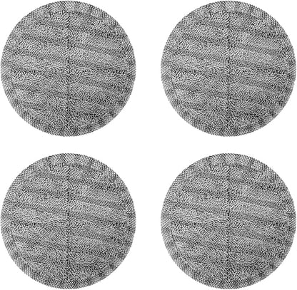 4-Pack 6.3in Electric Mop Replacement Pads – Gray High-Absorbent Soft/Hard Bristle Pads for Floor Care – Fits Most Spin Mop Machines, Hardwood & Tile Floors
