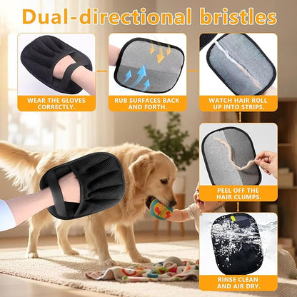 Upgraded Electrostatic Pet Hair Removal Glove for Cats & Dogs - Thickened Reusable & Washable Magic Brush, Pet Hair Remover Glove Tool for Clothes, Couch, Carpet, Furniture & Car Seat