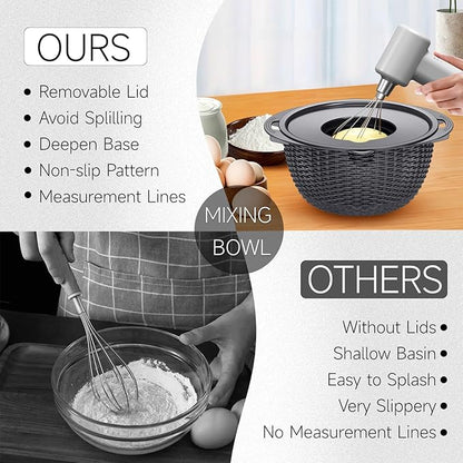 4-1 Colander with Lid Set - Rotatable Strainer With Bowl(Patented), Pasta Strainer with New Upgraded Graters, Strainer And Colanders, Fruit Cleaner, Veggie Wash, Apartment Kitchen Gadgets - Grey