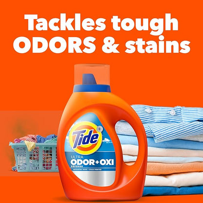 Tide Ultra Odor Defense Plus Oxi Liquid Laundry Detergent, 92 fl oz, 65 Loads, Advanced Odor and Stain Fighting Laundry Detergent Liquid