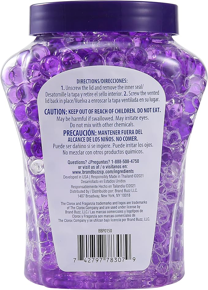 Clorox Fraganzia Crystal Beads Air Freshener, Long Lasting Room Deodorizer and Odor Eliminator Gel Beads to Freshen Home, Car, or Office, Lavender with Eucalyptus Scent, 12 Fl Oz