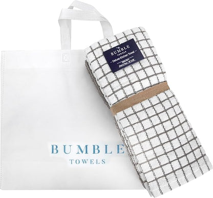 Bumble Kitchen Towels (6 Pack) | 16" x 28" | 100% Cotton Dish Towels for Kitchen | 380 GSM | Soft, Highly Absorbent & Durable Dish Towels with Hanging Loop | Gray