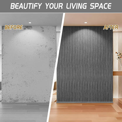 Peel and Stick Wall Panels, 3D Wood Panels with Sound Absorbing, 118" x 15.7" Self Adhesive Wall Covering for Bedroom Living Room Home Office Decor, 2 Rolls ~30 Sq Ft