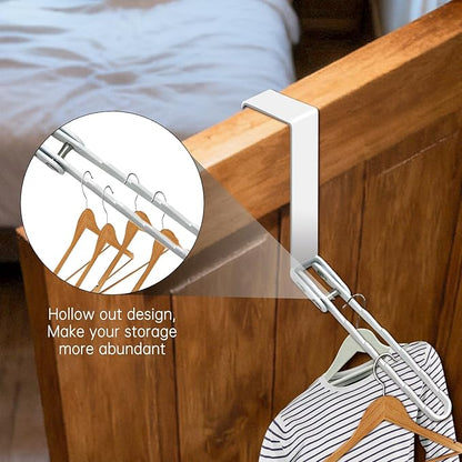 2 Pack Over The Door Drying Rack,Foldable Clothes Hanger Hook Organizer,Space Saving Folding Over The Door Clothes Drying Rack for Laundry,Coats,Towels,Hats,Bags–White