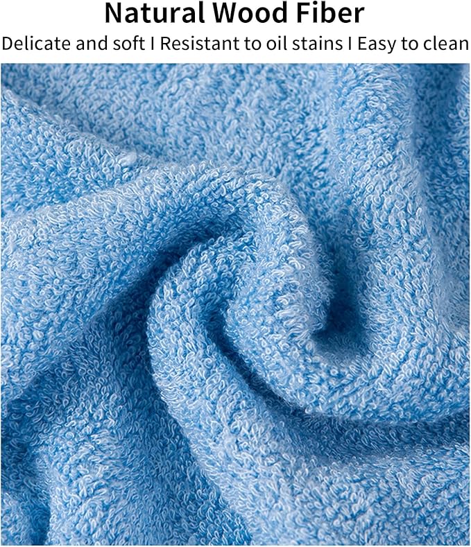 Bamboo Microfiber Cleaning Cloth,8 or 10Pcs Reusable Kitchen Wash Cloths,Wood Towels for Kitchen Window Glass Car (Blue,10inch, 8pcs)