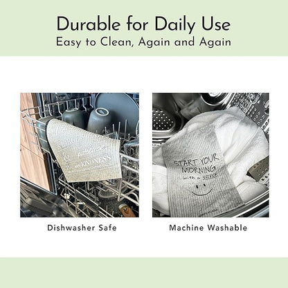 Long Gray 7‑Pack Swedish Dishcloths – Reusable,Cellulose Sponge Dish Cloths for Washing Dishes, Paper Towel Replacement, Plastic-Free Packaging, Super Absorbent