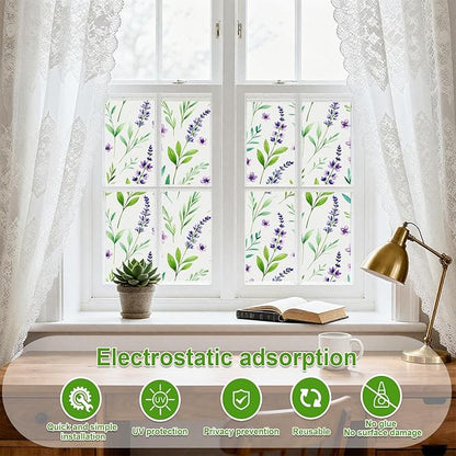 Frosted Glass Window Film, Heat Insulation, UV Block, Anti-Glare, One Way Privacy Tint, Static Cling for Home Bathroom Door, Renter Friendly, Day & Night Privacy