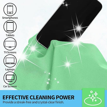 HOMERHYME Microfiber Cleaning Cloth, 12 Pack Window Glasses Cleaning Cloth, Reusable Lint-Free Streak Free Polishing Cloth Wipes for Stainless Steel, Eyeglass, Mirror, Screen & Lense, Sage Green