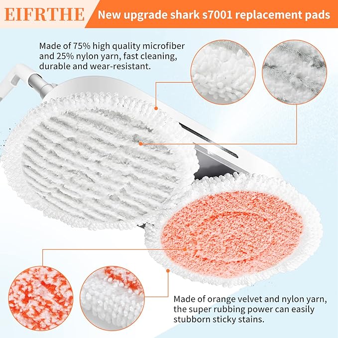 Eifrthe Upgrade S7001 Replacement Steam Mop 10 Packs Compatible with Shark S7000 S7000AMZ S7001 S7001TGT S7000 S7201 S7005 S7020 S8001 S8201 Steam Mop,Shark Steam and Scrub Pads