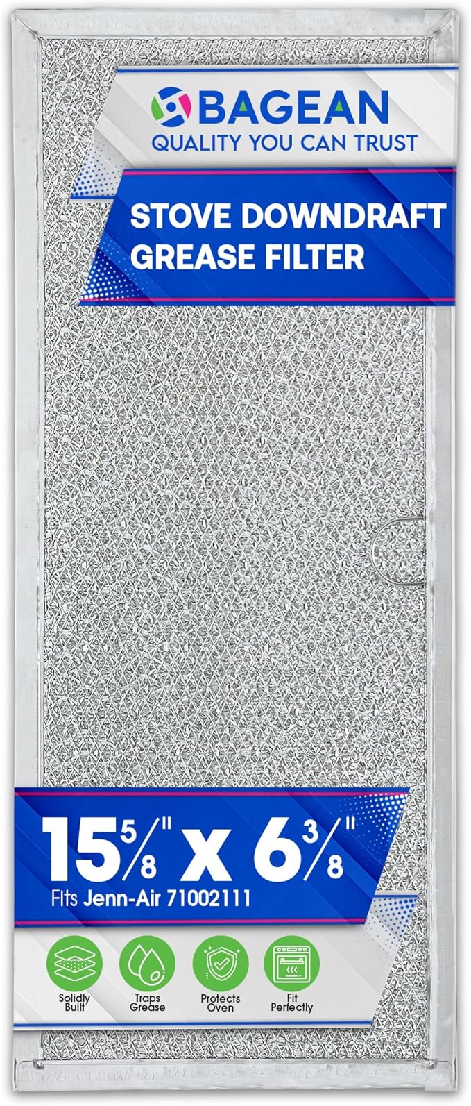 Bagean Downdraft Stovetop Filter Replacement 15.60” x 6.40” - 71002111 Fits Jenn Air Downdraft Grease Filter - Range Oven Filters for Jennair Vent Protects the Stove Fan & Filters the Air (1-Pack)