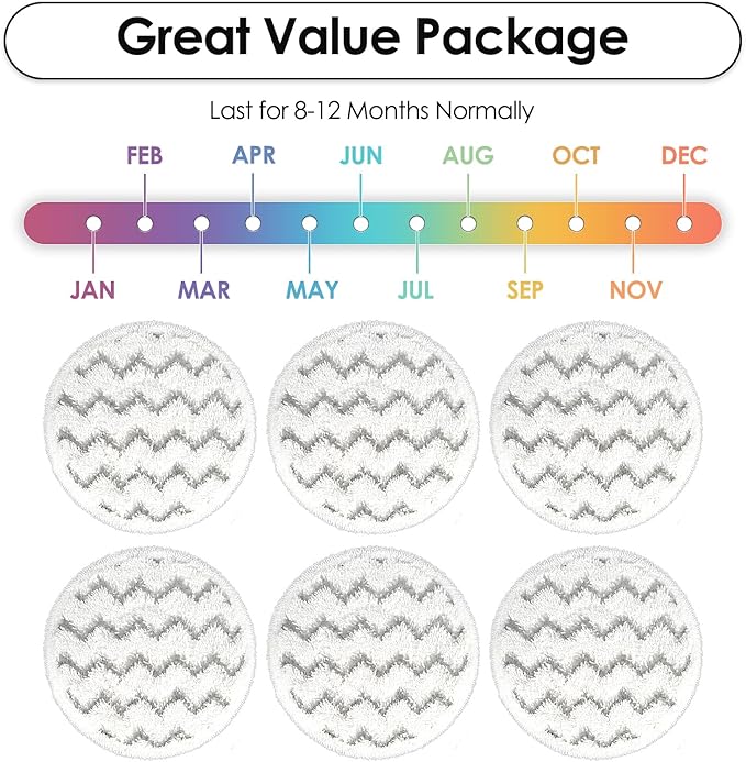 (6 Pack) 3897A Replacement Mop Pads for Bissell SpinWave SmartSteam Scrubbing Steam Mop 3897A 3712C 3712W, Spinning Scrubbing Mop Pads, Heavy Duty Scrubby Mop Pad, Wave Pattern Pads