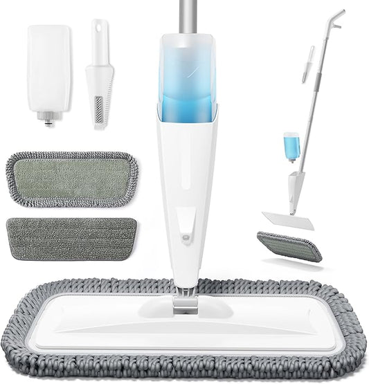 JOYMOOP Spray Mop for Floor Cleaning, Dry & Wet Microfiber Cleaner with 18oz Refillable Bottle and 2 Replacement Pads, for Home or Commercial Use