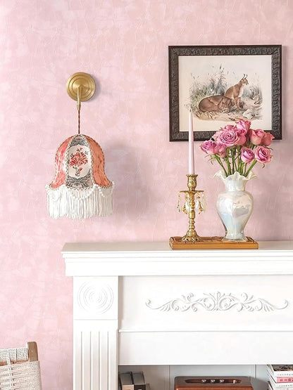 Yasinet 196.8×17.3" Pink Peel and Stick Wallpaper,Ultra-Strong Adhesion Wall Paper Pink Peel and Stick Modern Removable Waterproofing Wallpaper for Bathroom Cupboard Bedroom Apartment Decorate