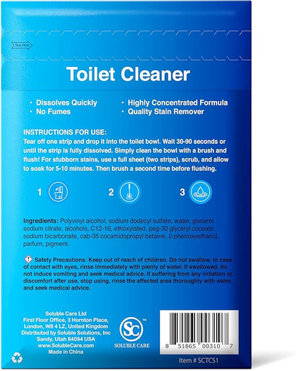 Dissolvable Toilet Bowl Cleaner Sheets (No Bottles, Easy Clean, Quick-Dissolving, Mess-Free, Septic-Safe Cleaning for Home & Office) - 40 Sheets, Pine Scent