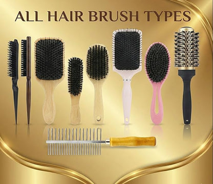 XCEL 2-in-1 Hair Brush Cleaner Tool, Dual-Sided Remover Comb for Removing Hair & Dust Buildup from Paddle, Boar Bristle & Detangling Brushes for Home & Salon Use