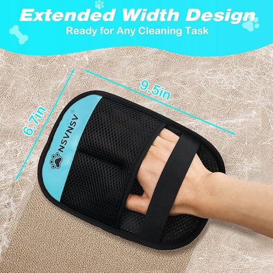 NSVNSV Upgraded Pet Hair Removal Gloves for Cats Dogs, Reusable Strong Grooming Gloves, Pet Hair Remover Tool for Clothing, Couch, Bed, Carpet, Car Seat, Blue, 2pcs