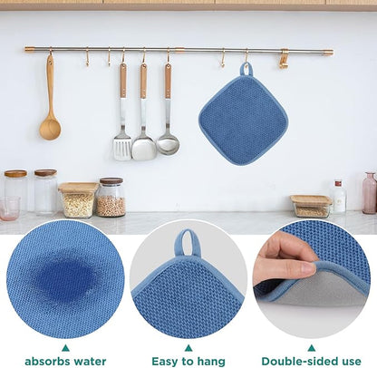 GeeRic Microfiber Dish Drying Mat, Super Absorbent Kitchen Dish Drying Pad, Reversible for Countertop, 7*7 inch Blue
