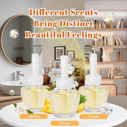 Plug In Air Freshener Refills for Home, Hawaiian, Jasmine & Cotton Scent for Bathrooms & Kitchen, 12 Count Plug Refill for Bedrooms, Office, Compatible with Air Wick & Glade, Not Include Glade Plus
