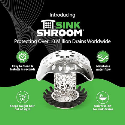 SinkShroom Ultra Revolutionary Bathroom Sink Drain Protector, Stainless Steel with Stopper