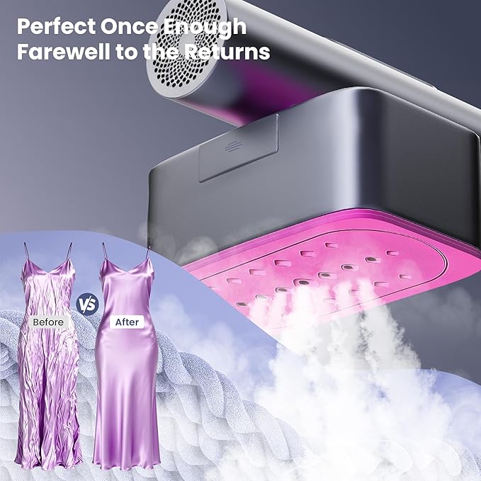 Travel Steamer for Clothes,100-220V Portable Iron,15s Heat Up,Steamer ＆ Iron 2 In 1, Travel Size,Large Ceramic Heat Panel