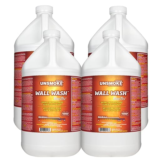 Wall Wash with Biosolv Multipurpose Degreaser for Walls and Smoke Damage Hard Surface Cleaner, 1-Gal Bottle (4 Pack)