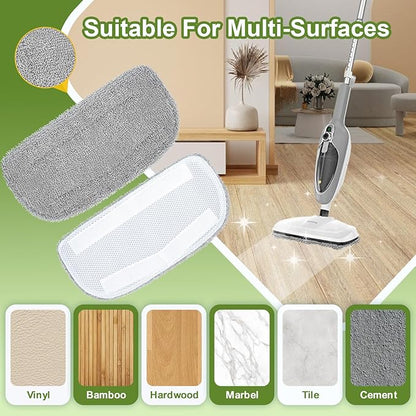 6 Packs Steam Mop Pads Compatible with GorFanty GF-6610B/GF-6610, Neugo NE033/NE033M & Mxnsewr Steam Mop, Washable & Reusable Replacement Microfiber Cloth