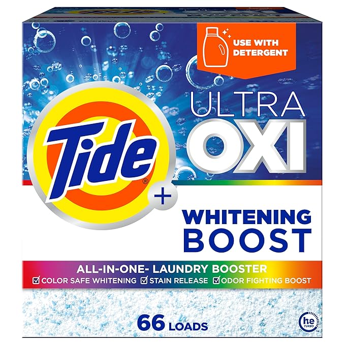 Tide Ultra Oxi Whitening Boost, 57 oz, All in One Laundry Booster, Color Safe Whitening, Stain and Odor Fighter