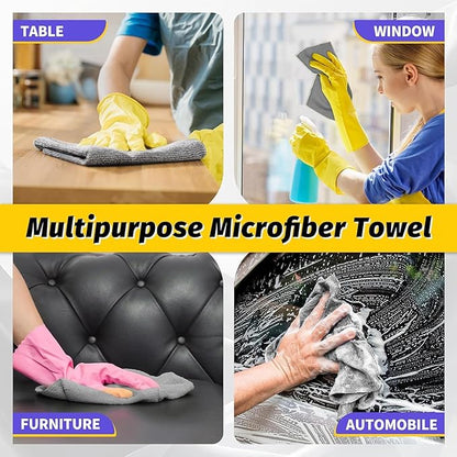 HOMERHYME Microfiber Cleaning Cloth, 200 Pack Grey Cleaning Rags Microfiber Towel Bulk Absorbent Lint-Free Wash Cloths, All-Purpose Towels for Cars, Shop, Automotive, Garage, Home & Kitchen