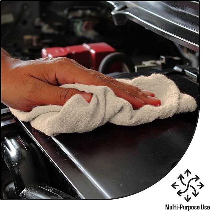 Cotton Shop Towel – Multipurpose Cleaning Cloths (14" x 12" - Pack of 500 - White) Reusable Shop Rags for Automobiles, Industrial, Restaurants, Garage, and Homes