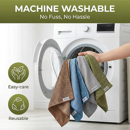 Dual-Sided Microfiber Cleaning Cloths – Non-Scratch Scrub & Absorbent Wipe – 2-in-1 Reusable Cleaning Towels for Kitchen, Home, Car, Glass & Appliances – 11.81” x 11.81” (12 Pack)