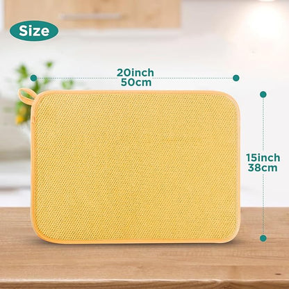 GeeRic Microfiber Dish Drying Mat, Super Absorbent Kitchen Dish Drying Pad, Reversible for Countertop, 15*20 inch Yellow