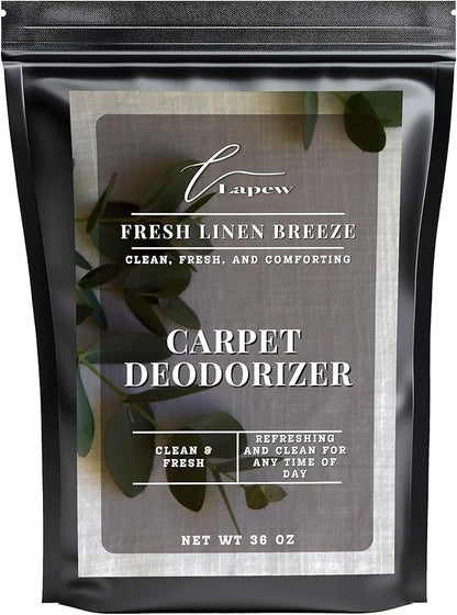 Lapew Fresh Linen Carpet Deodorizer Powder - Pet Safe Freshener for Vacuuming | Scented Odor Eliminator for Home | 36 oz