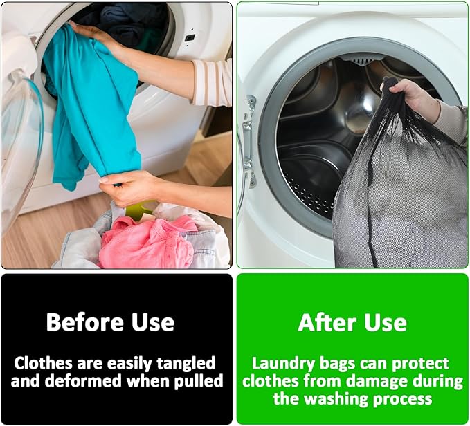2 Pack Mesh Laundry Bags, 24" X 36" Large Laundry Washing Bags Heavy Duty Mesh Travel Laundry Bag for Delicates Clothes Washing Machine Drawstring Wash Bag for College Dorm Travel Family