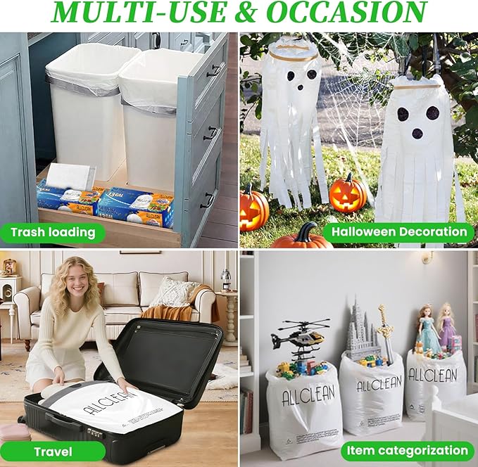 Trash Bags 13 Gallon Tall Kitchen Drawstring Garbage Bags,Fit 13 Gal Bins,Heavy Duty Tear&Leak Resistant Unscented Recyclable Trash Can Liners for Home Office Bathroom Garden Garage Outdoor
