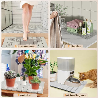Stone Drying Mat for Kitchen Counter, Large Quick Dry Stone Mat, Collapsible Diatomaceous Earth Mats for Dishes Bottles Cups, Fits Any Countertop,23"×15.3",Light grey