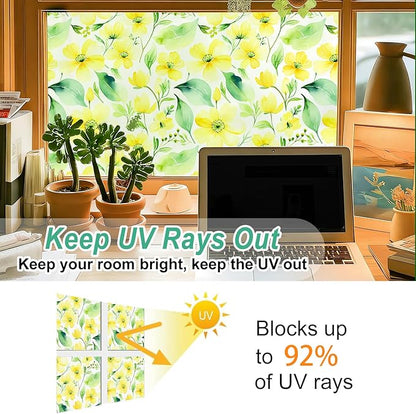 Frosted Glass Window Film, Heat Insulation, UV Block, Anti-Glare, One Way Privacy Tint, Static Cling for Home Bathroom Door, Renter Friendly, Day & Night Privacy