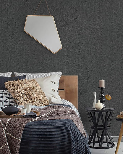 Heroad Grey Peel and Stick Wallpaper Modern Contact Paper Dark Grey and Black Wall Paper Renter Friendly Removable Vinyl Self-Adhesive Waterproof for Bathroom Bedroom Cabinet and Drawer 15.7" x 393"
