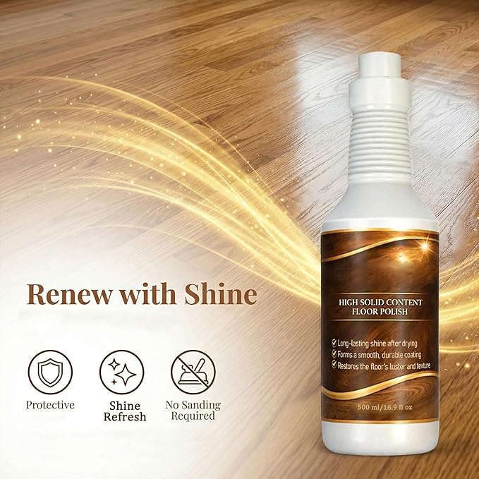 Floor Restore Cleaner, High Solid Content Floor Polish, Multi-Surface Shine Enhancer for Wood, Laminate, Vinyl & Tile Floors 500 ML/17.63 OZ (1)
