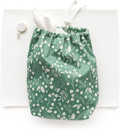 Esembly Paperless Towel Roll - Reusable Kitchen Towels 12-Pack Washable Cotton with Laundry Bag & Hook - Zero-Waste, Absorbent, Washable - Botany