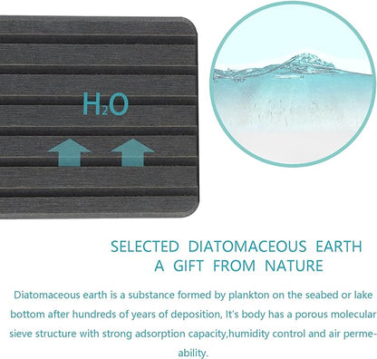 NiuYichee 2 PCS Water Absorbent diatomite Coasters, 8.3" x 4" Water Absorbing Stone Tray for Sink, Stone Drying mat for Kitchen Counter, Stone soap Tray Used for Hand Soaps & toiletries & Plants