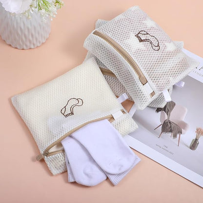 4 Pcs 7.87×7.09 Inch Small Mesh Laundry Bags for Socks, Durable Polyester Lingerie Delicates Bag for Washing Machine, Useful for Masks, Underwear (4 Sock Laundry Bag)