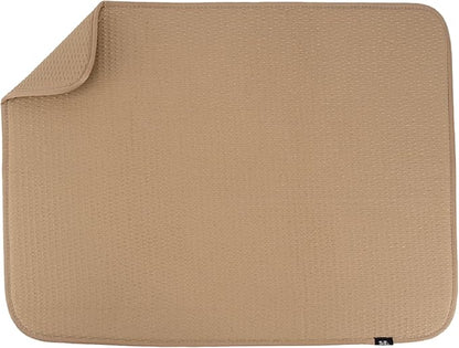 S&T INC. Dish Drying Mat XL, 18” x 24”, Absorbent Microfiber Kitchen Counter Mat, Drying Pad for Dishes, Utensils, Pots and Pans, Extra Large, Diamond Texture, Almond