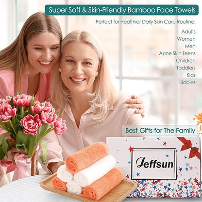 Wash Cloths 12 Pack, 13x13 inch Large White Face Towel on Sensitive Skin, Super Soft and Skin Friendly Bath Washcloths for Face and Body, Easy to Clean Fast Dry Facial Cleaning Cloths with Loop