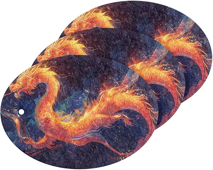 Dragon Kitchen Scrub Sponges, Pop-up Kitchen Cleaning Sponges Reusable Dish Washing Sponges for Bathroom Household Cleaning 3 Pack - Non Scratch Scrubber