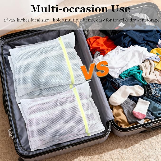 12x16 Inch Laundry Bags Mesh Wash Bags - 10Pcs, Durable Lingerie Bags for Washing Delicates, Medium Double-layer Washing Bags for Bras, Lingerie, Socks