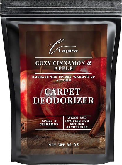 Lapew Cozy Cinnamon & Apple Carpet Deodorizer Powder - Pet Safe Freshener for Vacuuming | Scented Odor Eliminator for Home | 36 oz