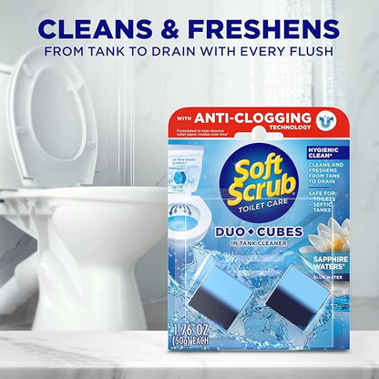 Soft Scrub DuoCubes In-Tank Toilet Cleaner, 2ct, Sapphire Waters (7 Pack)